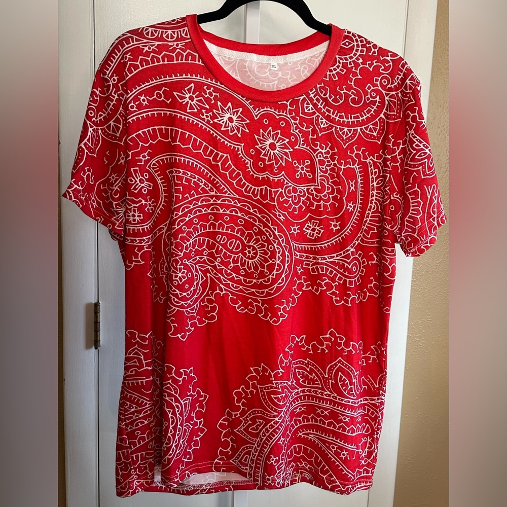 Red Bandana Western Tee Country Concert Rodeo Cowgirl Shirt 2X